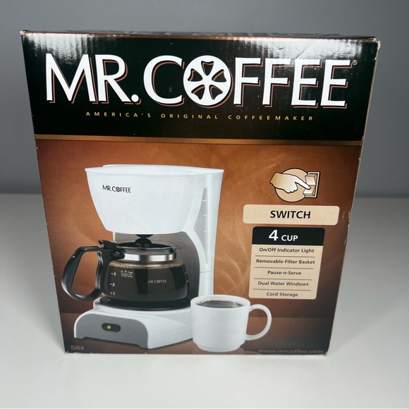 Mr. Coffee 4-Cup Coffee Maker White DR4 Simple Brew W/Auto Pause Brand New - Picture 1 of 6
